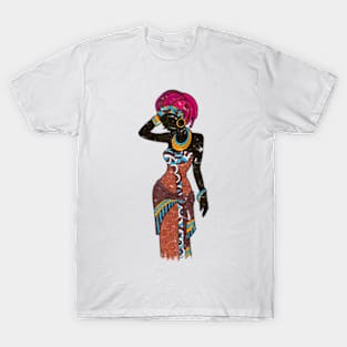 Afro Black Women Head Wrap Dashiki Style T-Shirt